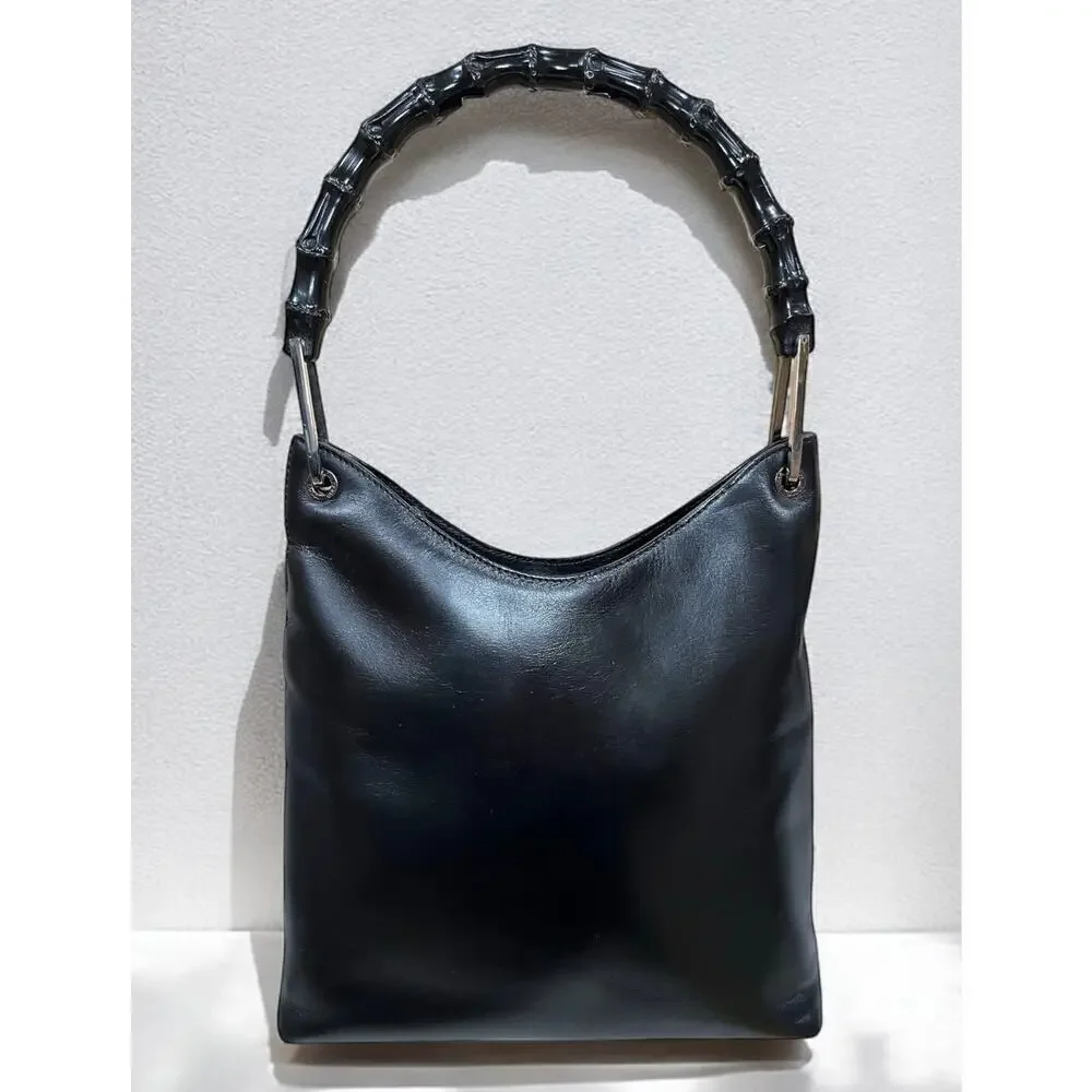 Vintage GUCCI 000 – 3007 Bamboo Top Handle Leather Shoulder Bag
